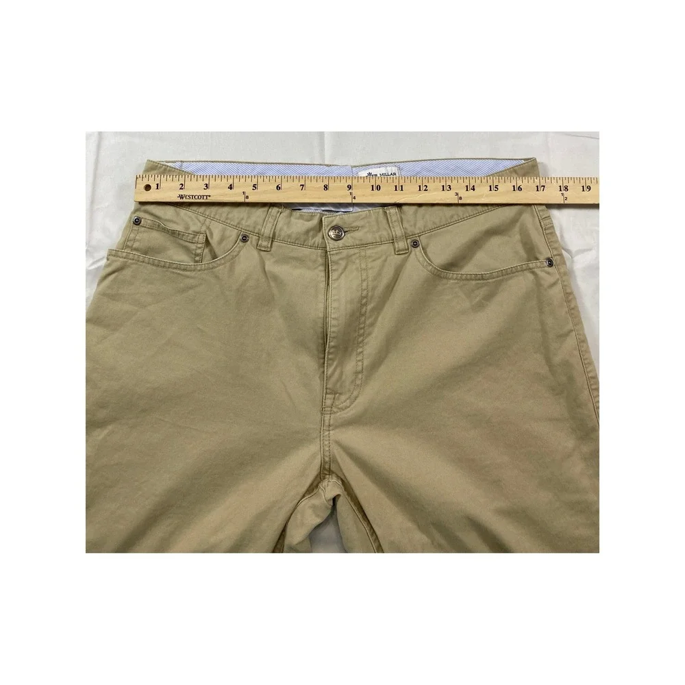 Peter Millar Mens 36x29 Khaki 5 Pocket Twill Pants‎ Straight Leg Tan Cotton Peru